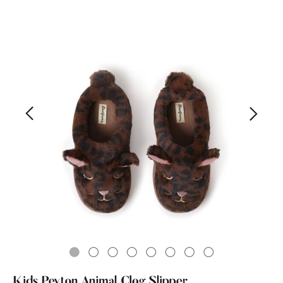 Dearfoam Peyton Leopard Print Fuzzy Clog Slippers Kids Size 9/10 Easy On/Off NWT - Picture 9 of 11